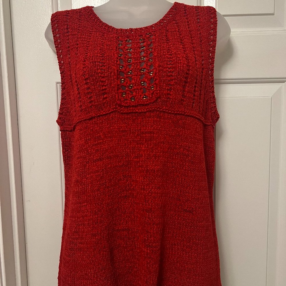 Red Knit Look Tank Top